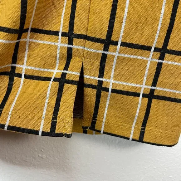 Girls Yellow Plaid Mini Skirt With Slit Detail By Popular Basics Size S - Picture 4 of 9